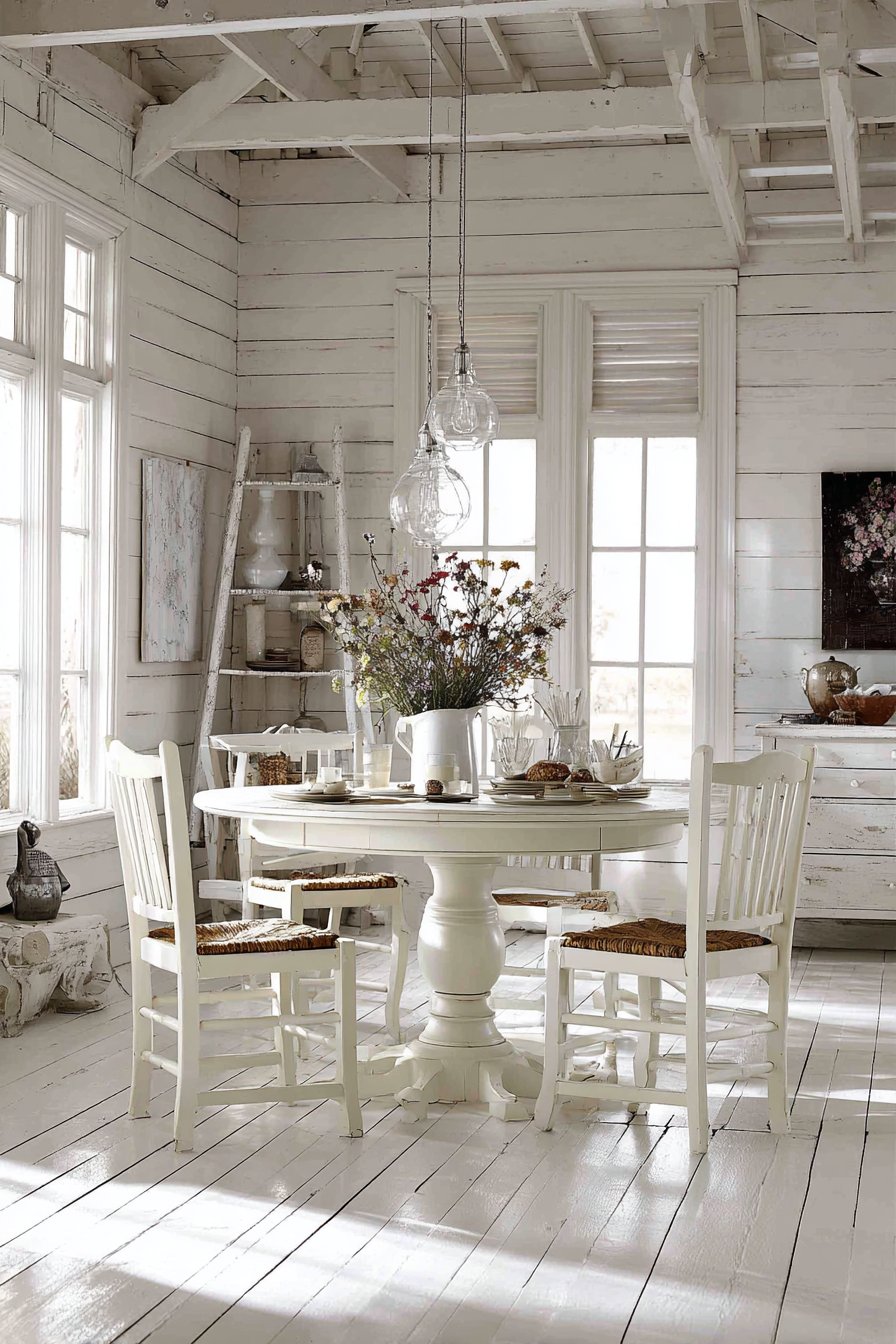 Farmhouse Distressed White Pedestal