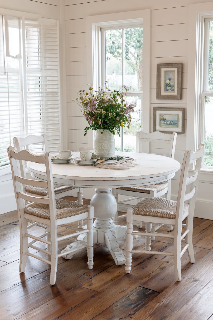 Farmhouse Distressed White Pedestal