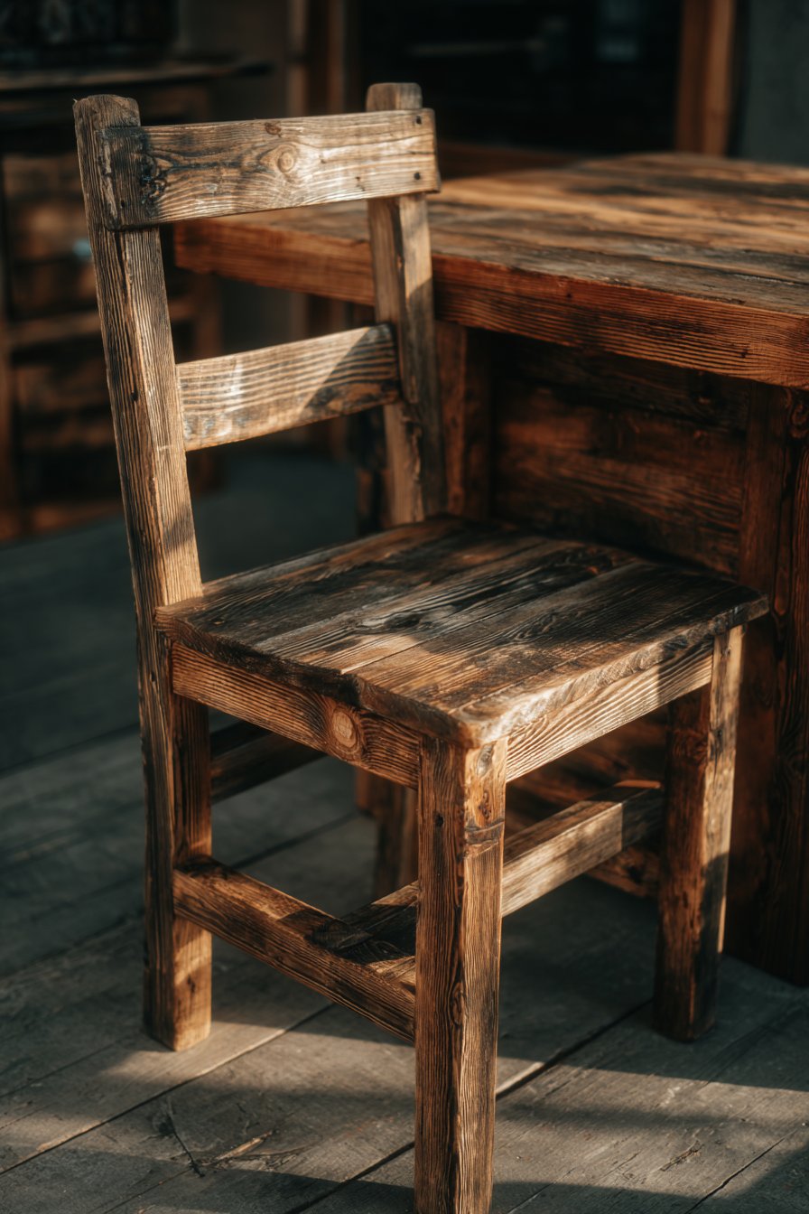 Rustic Farmhouse Ladder-Back in Distressed Cream