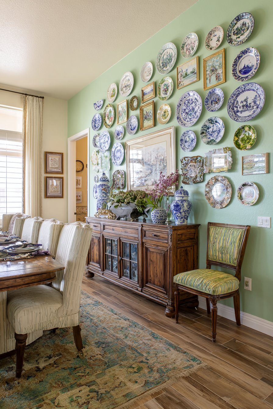Eclectic Vintage Plate Collection Display