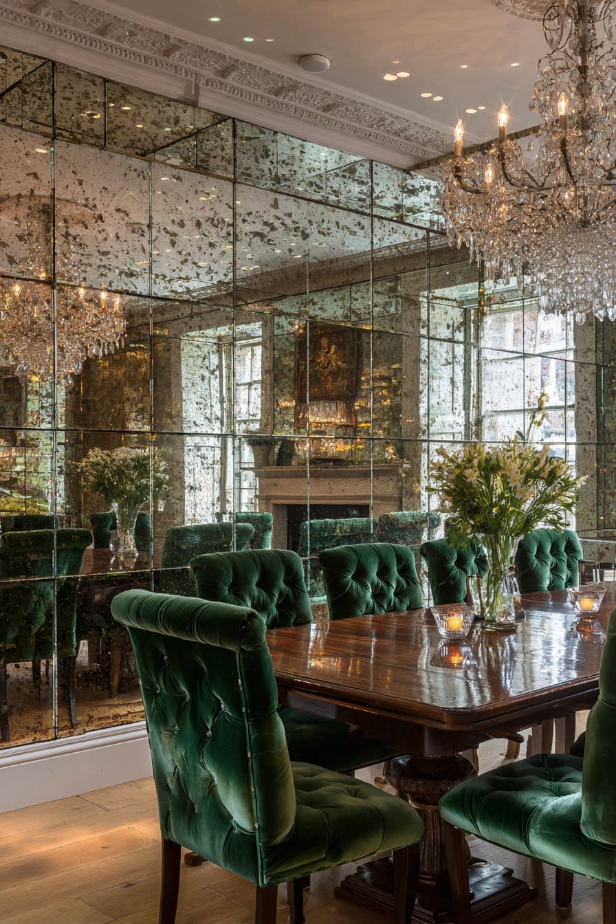 Floor-to-Ceiling Antiqued Panels