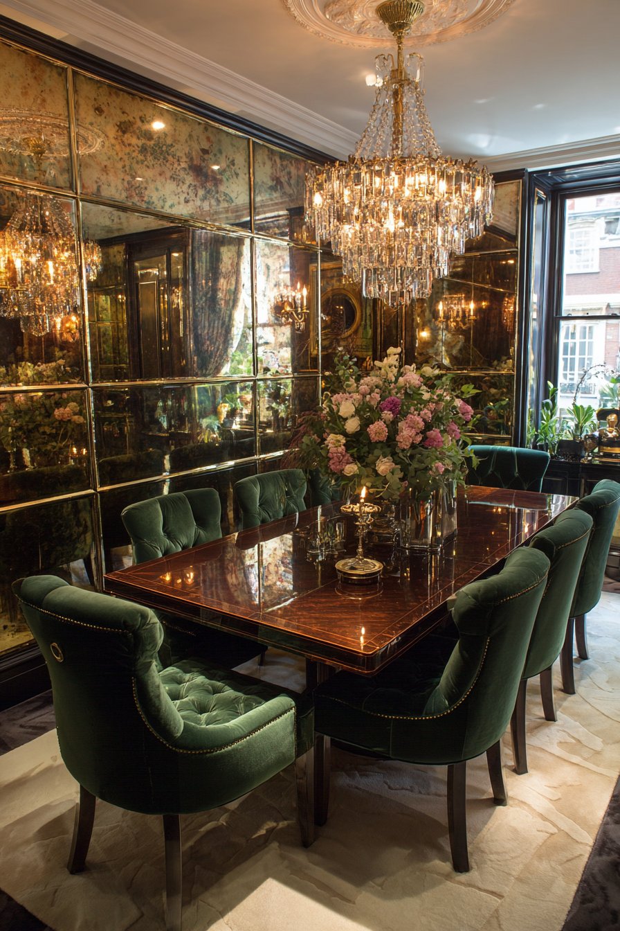 Floor-to-Ceiling Antiqued Panels