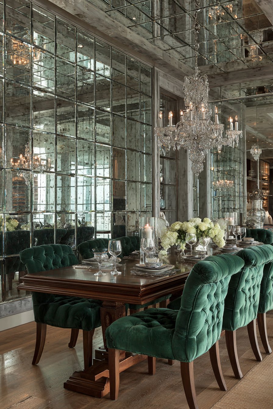 Floor-to-Ceiling Antiqued Panels