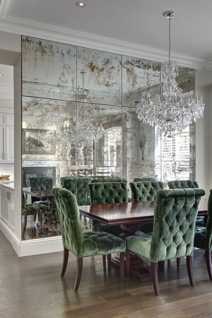 Floor-to-Ceiling Antiqued Panels