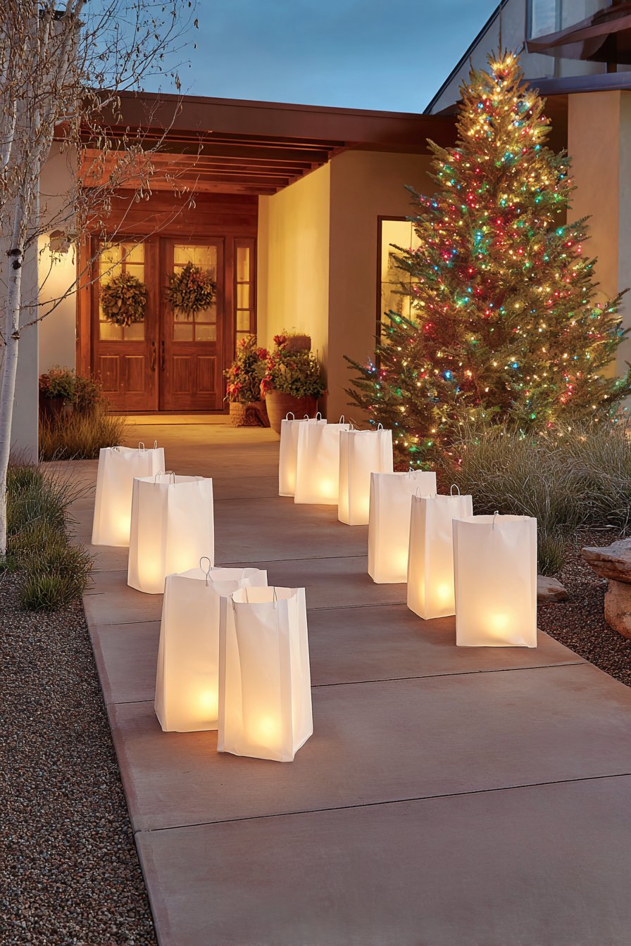 Luminaria Pathway with Classic String Lights