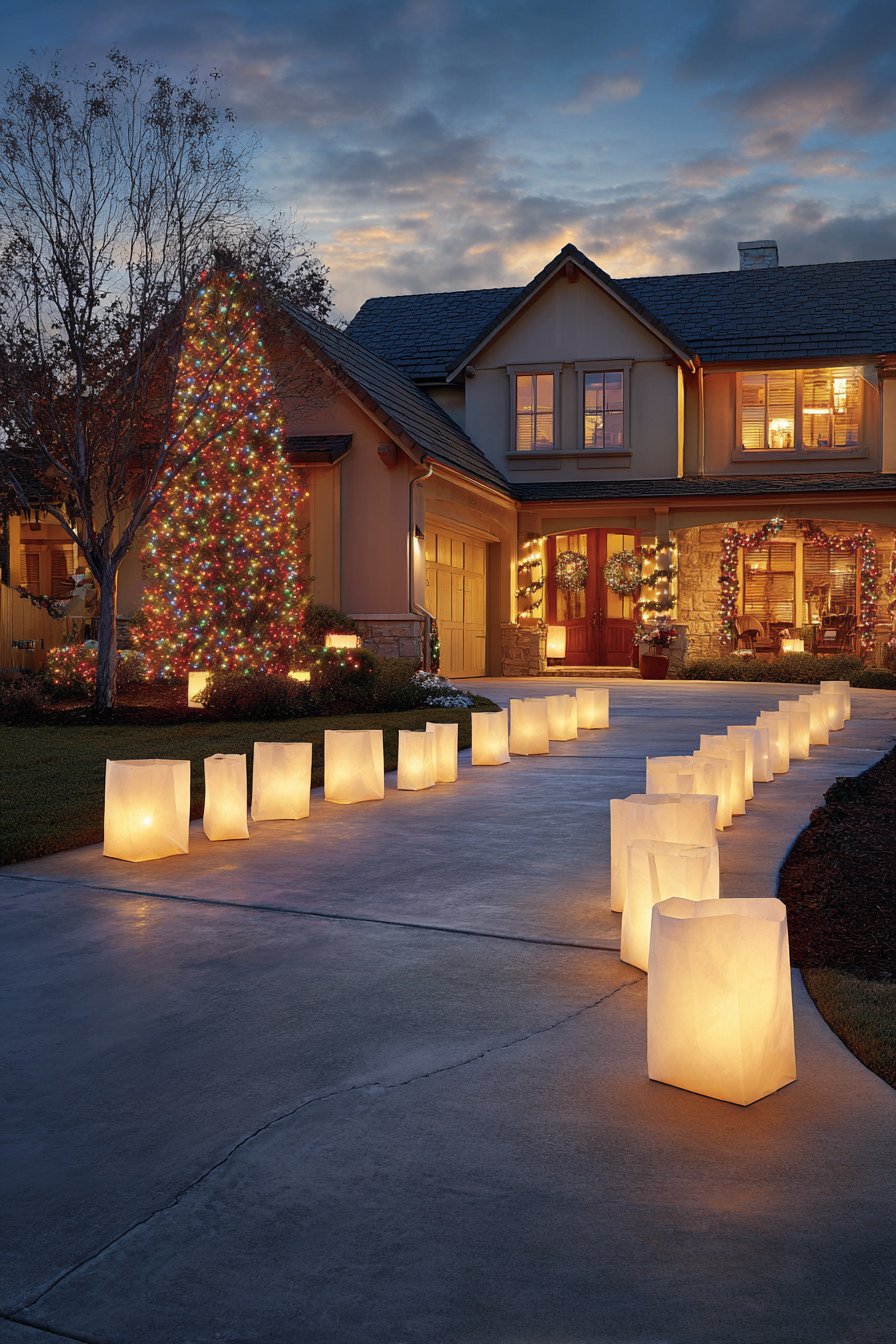 Luminaria Pathway with Classic String Lights