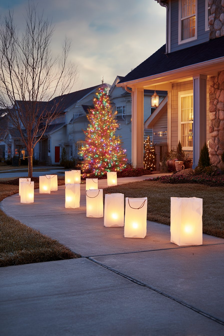 Luminaria Pathway with Classic String Lights