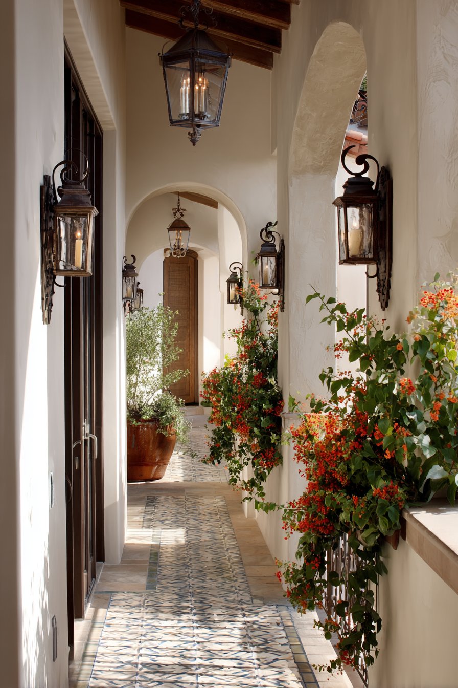 Mediterranean Arched Elegance with Decorative Tiles