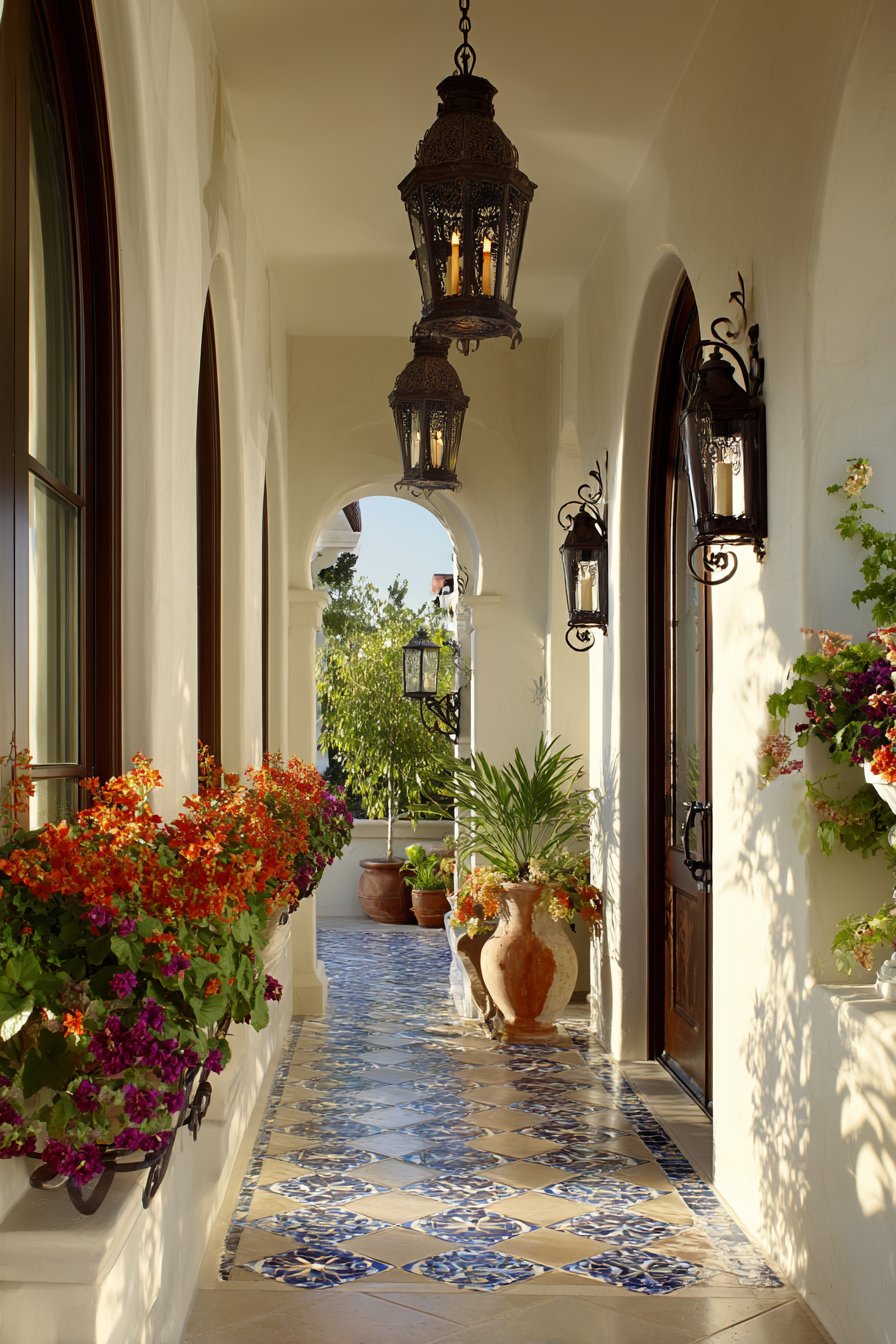 Mediterranean Arched Elegance with Decorative Tiles