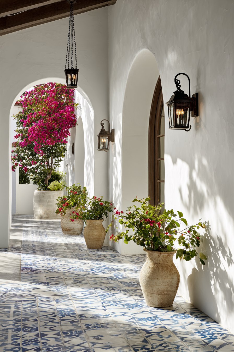 Mediterranean Arched Elegance with Decorative Tiles