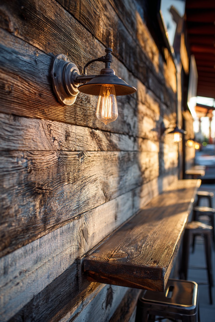 Rustic Reclaimed Barn Wood with Industrial Lighting