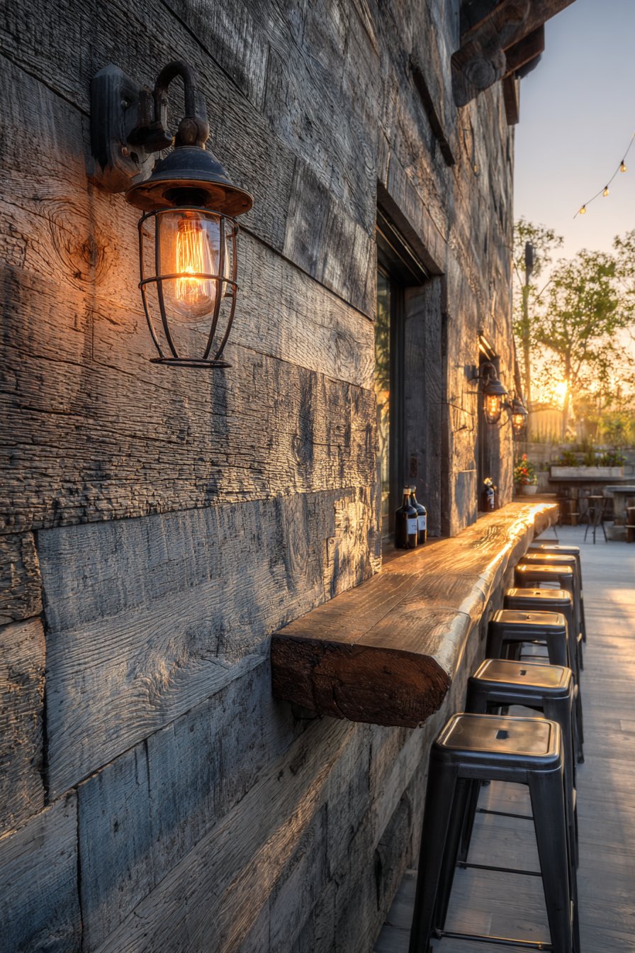 Rustic Reclaimed Barn Wood with Industrial Lighting