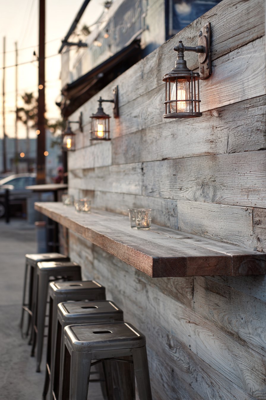 Rustic Reclaimed Barn Wood with Industrial Lighting