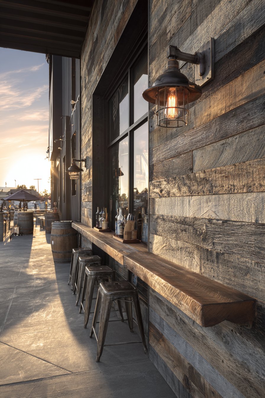 Rustic Reclaimed Barn Wood with Industrial Lighting