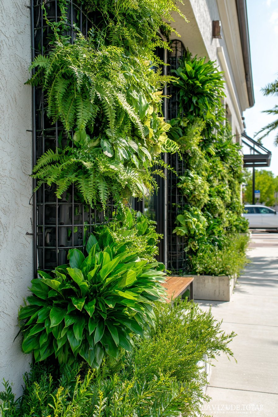 Tropical Living Wall with Modular Pocket Planters