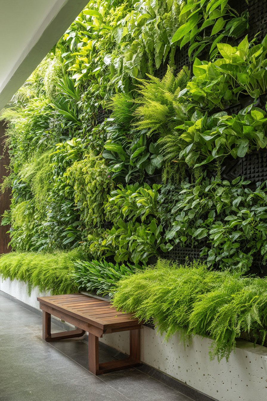 Tropical Living Wall with Modular Pocket Planters