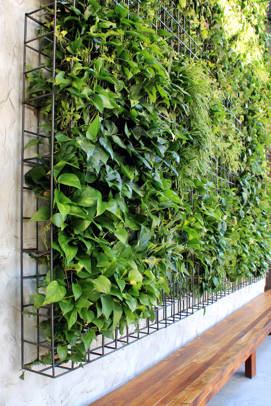 Tropical Living Wall with Modular Pocket Planters