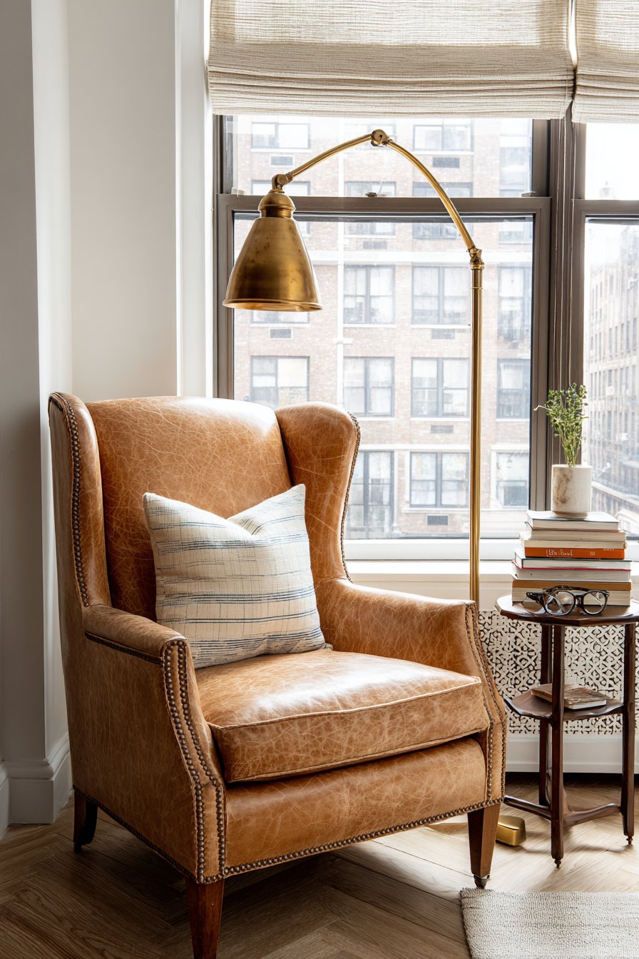 Leather Reading Corner by the Window