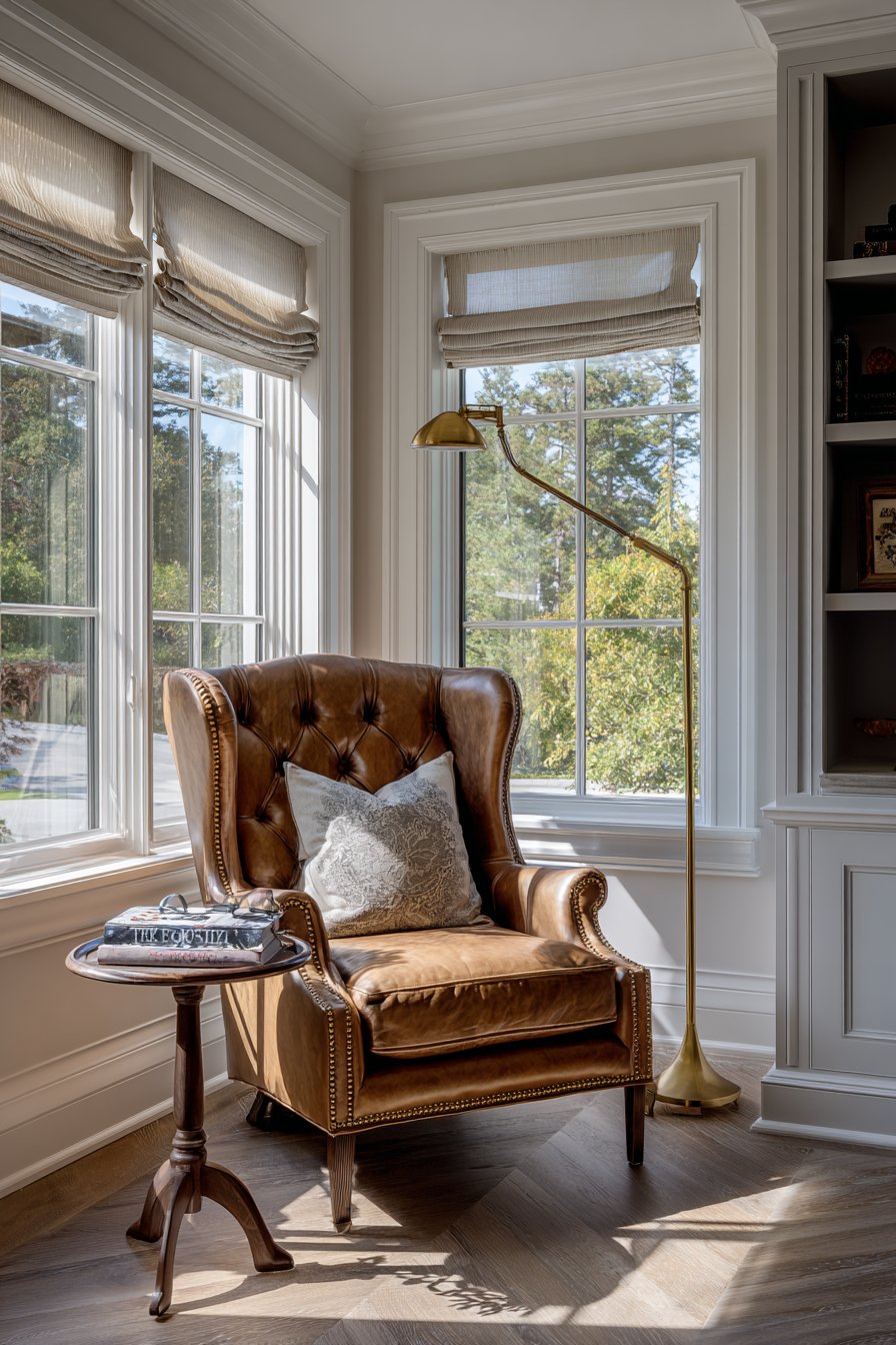 Leather Reading Corner by the Window