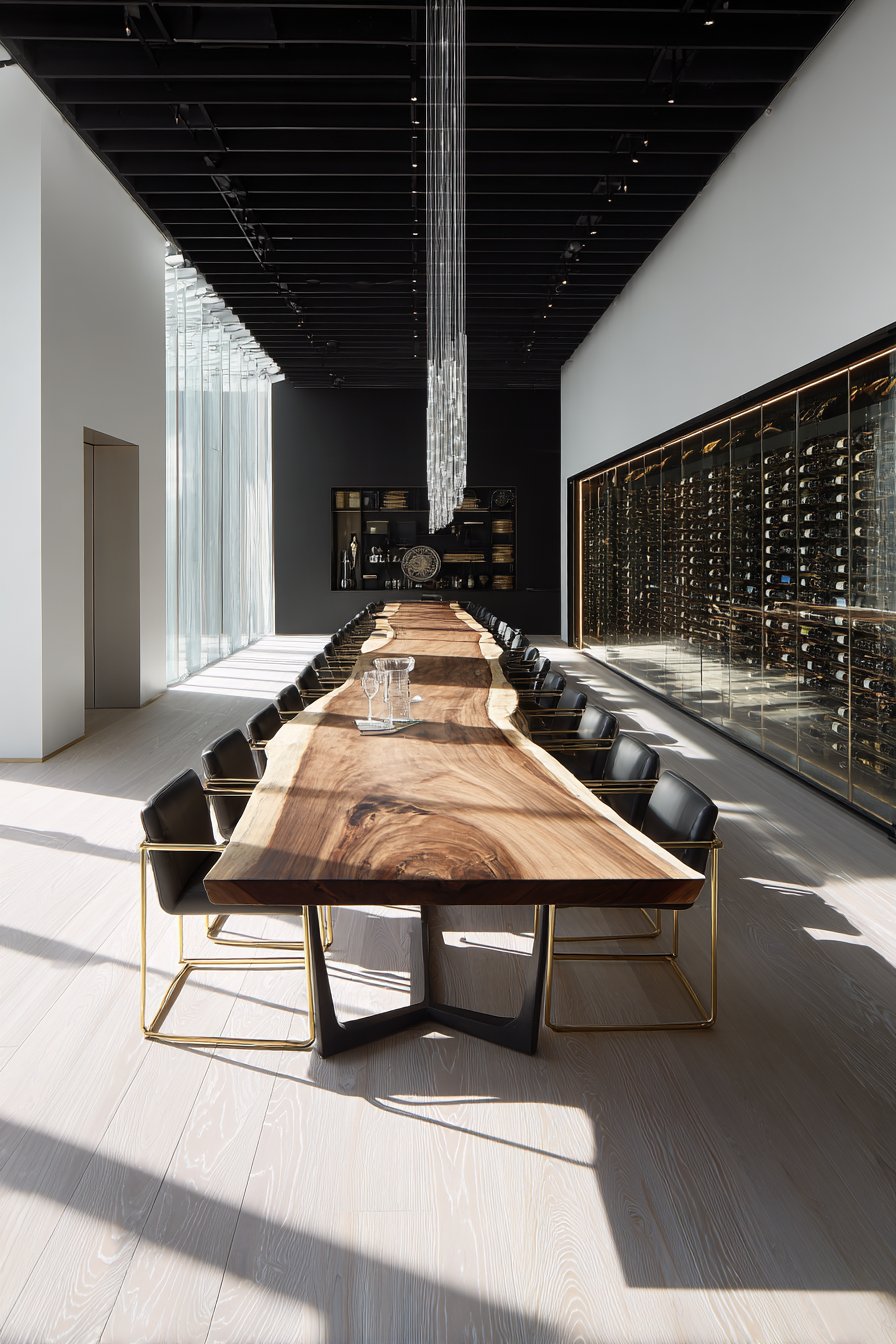 Live-Edge Wood with Linear LED Lighting