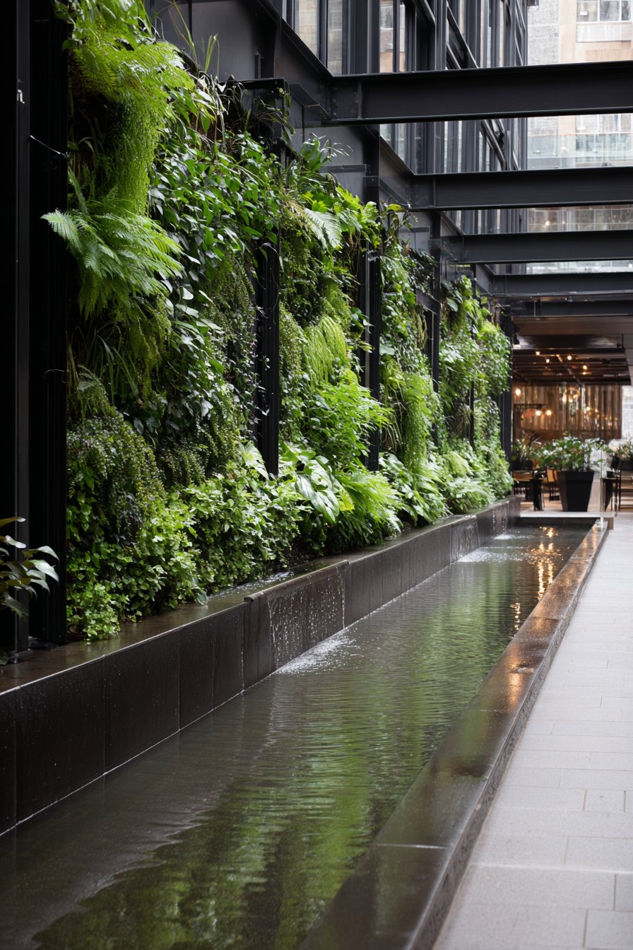 Tropical Living Wall with Lush Vertical Garden