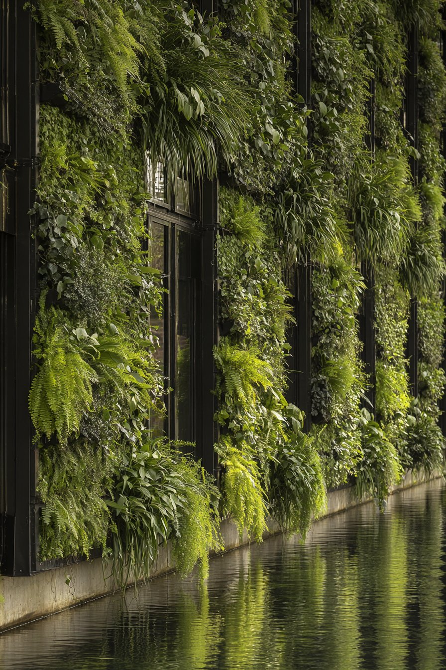 Tropical Living Wall with Lush Vertical Garden