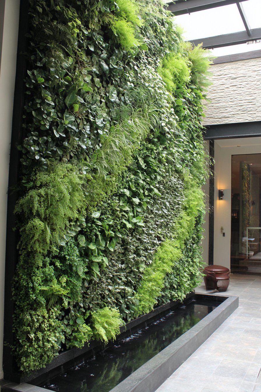 Tropical Living Wall with Lush Vertical Garden