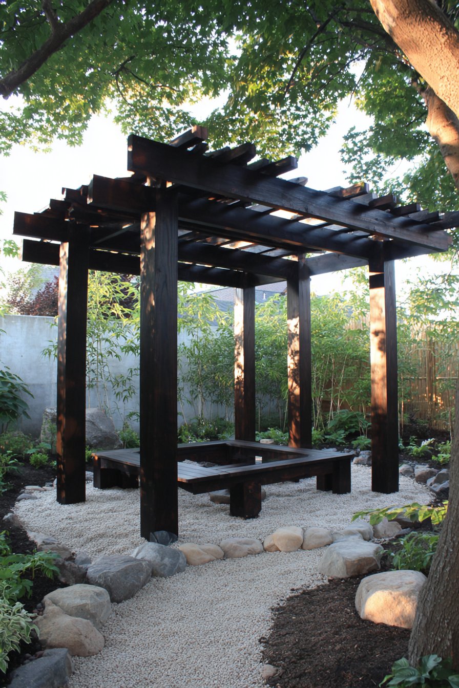 Japanese-Inspired Minimalist Cedar Pergola