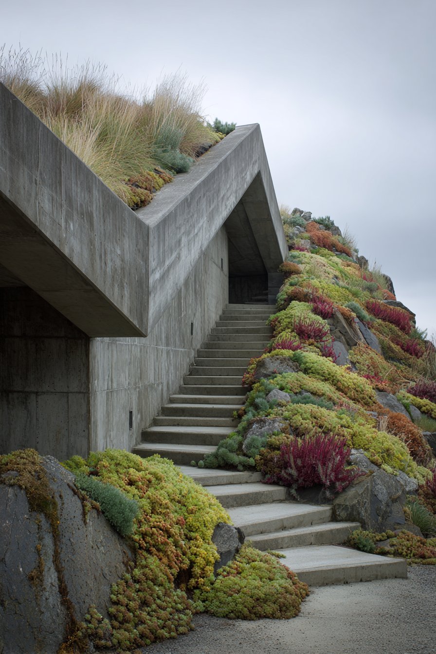 Minimalist Carved Concrete Integration