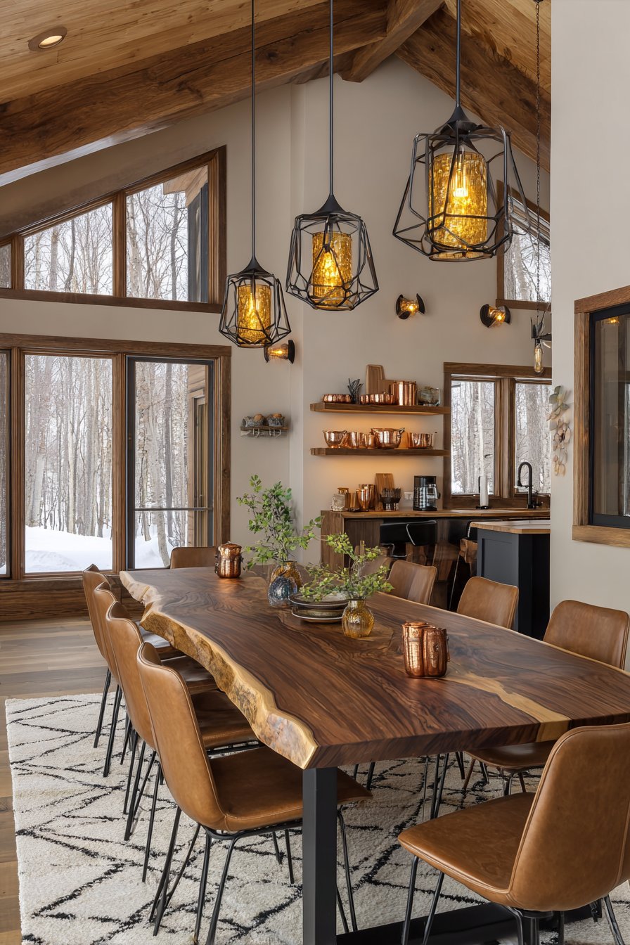  Live-Edge Walnut Contemporary with Cognac Leather