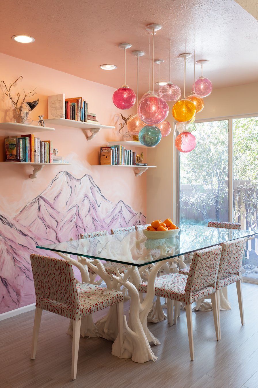 Glass and Sculptural White with Bold Fabrics