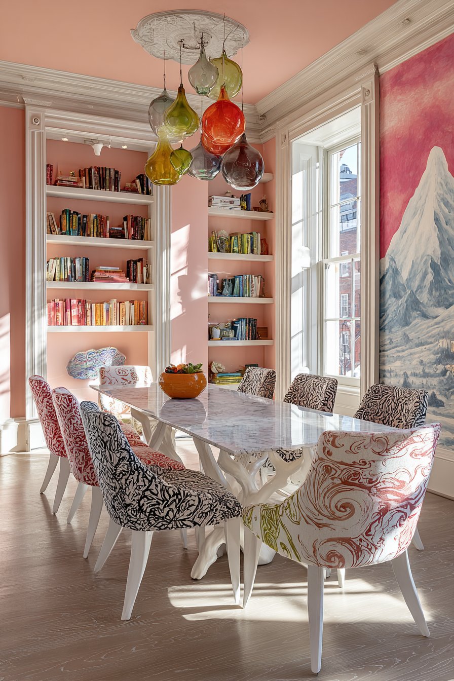 Glass and Sculptural White with Bold Fabrics