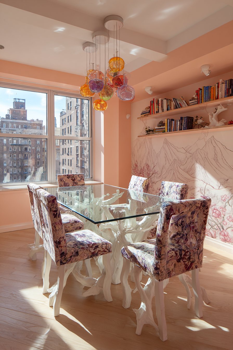 Glass and Sculptural White with Bold Fabrics