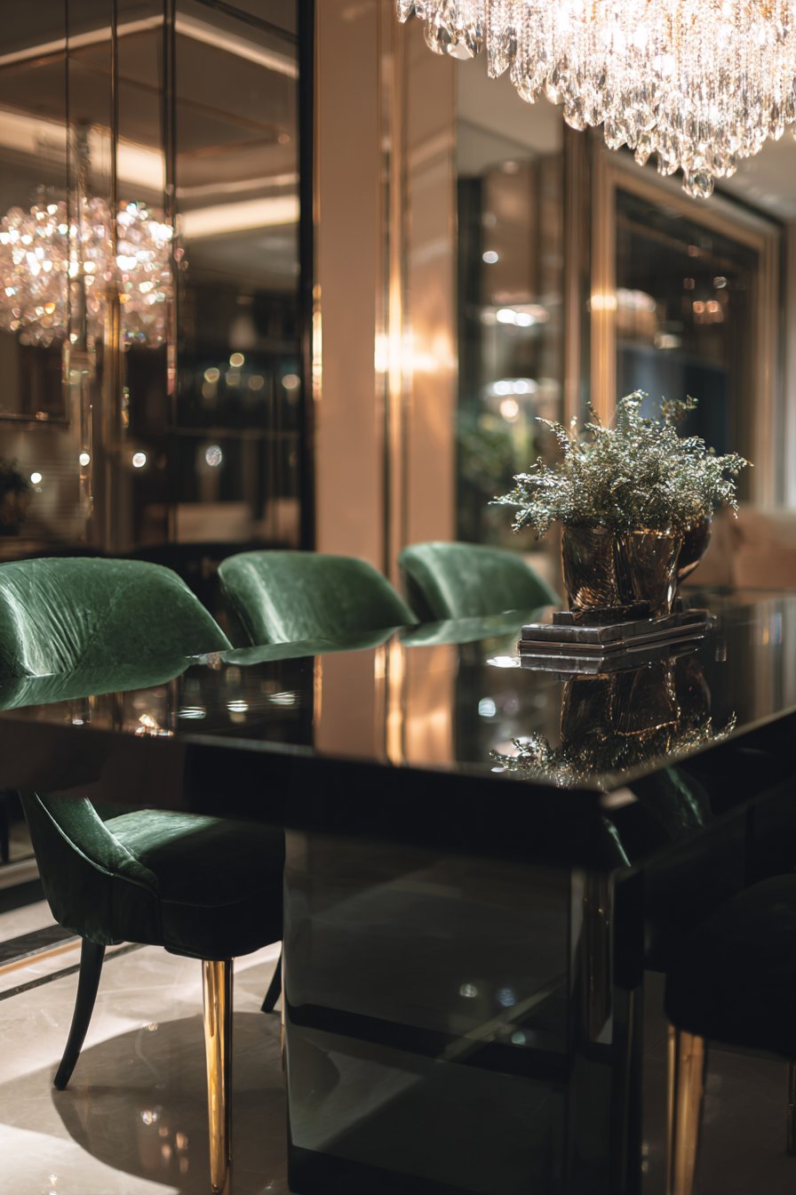 Luxurious Black Lacquered with Waterfall Edges