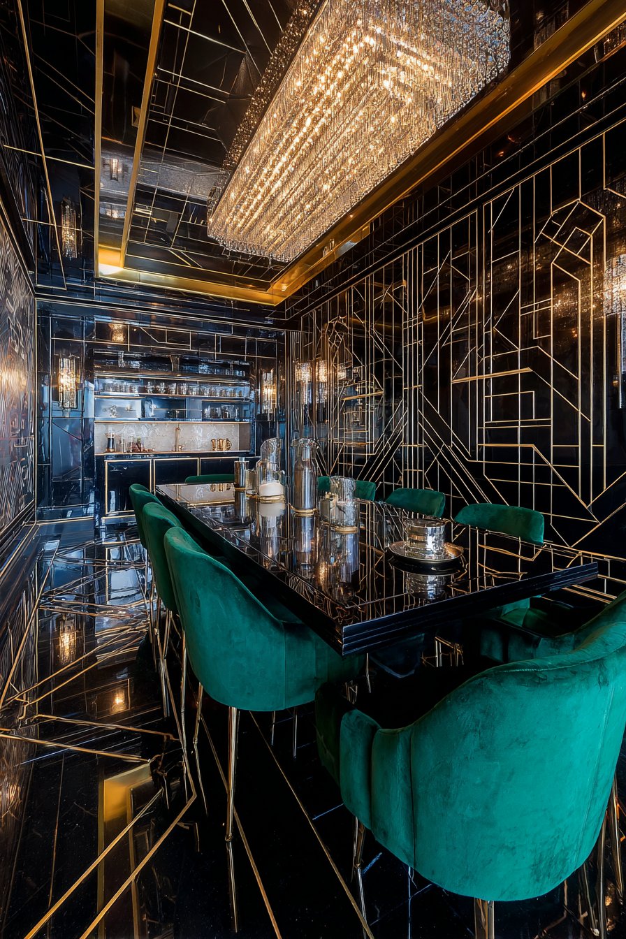 Luxurious Black Lacquered with Waterfall Edges