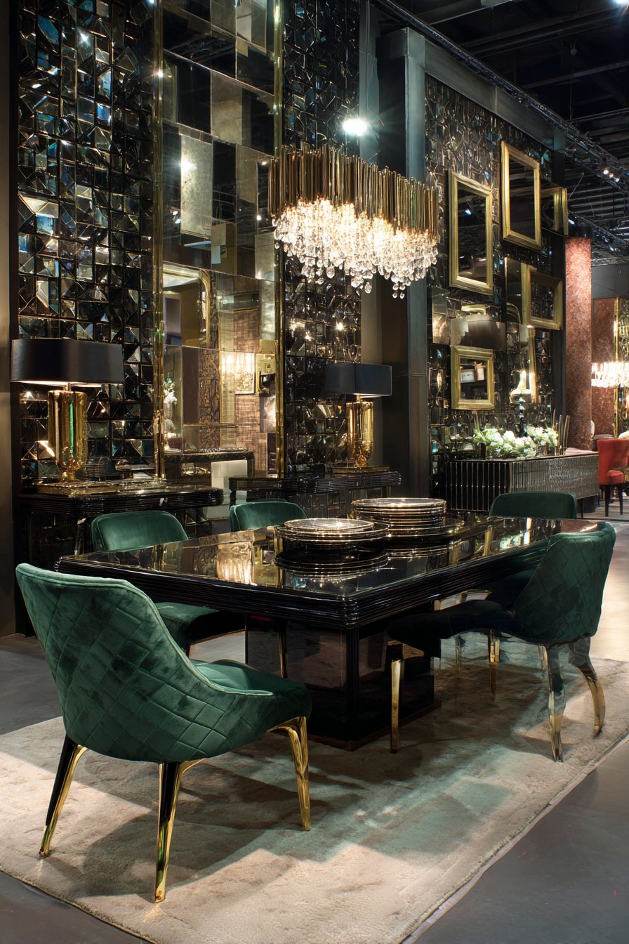 Luxurious Black Lacquered with Waterfall Edges