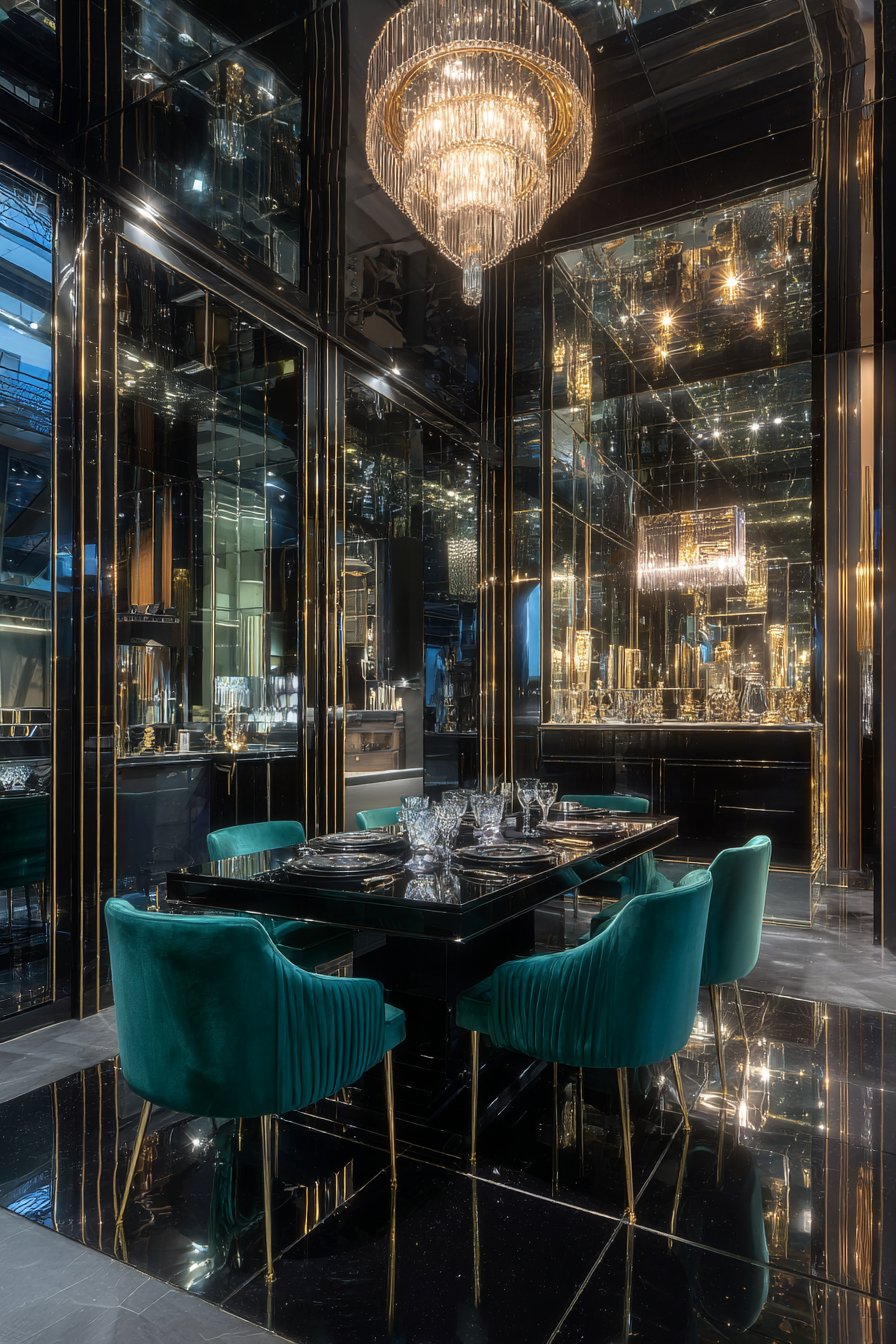 Luxurious Black Lacquered with Waterfall Edges