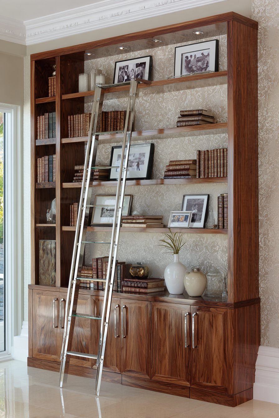 Mahogany Built-In Shelving Display