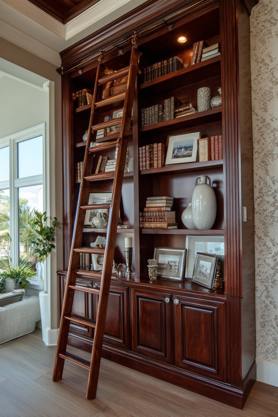 Mahogany Built-In Shelving Display
