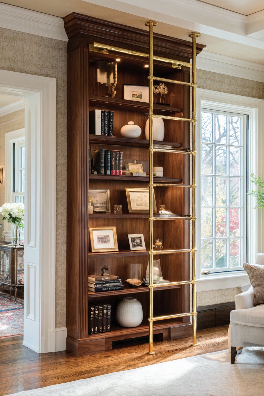 Mahogany Built-In Shelving Display