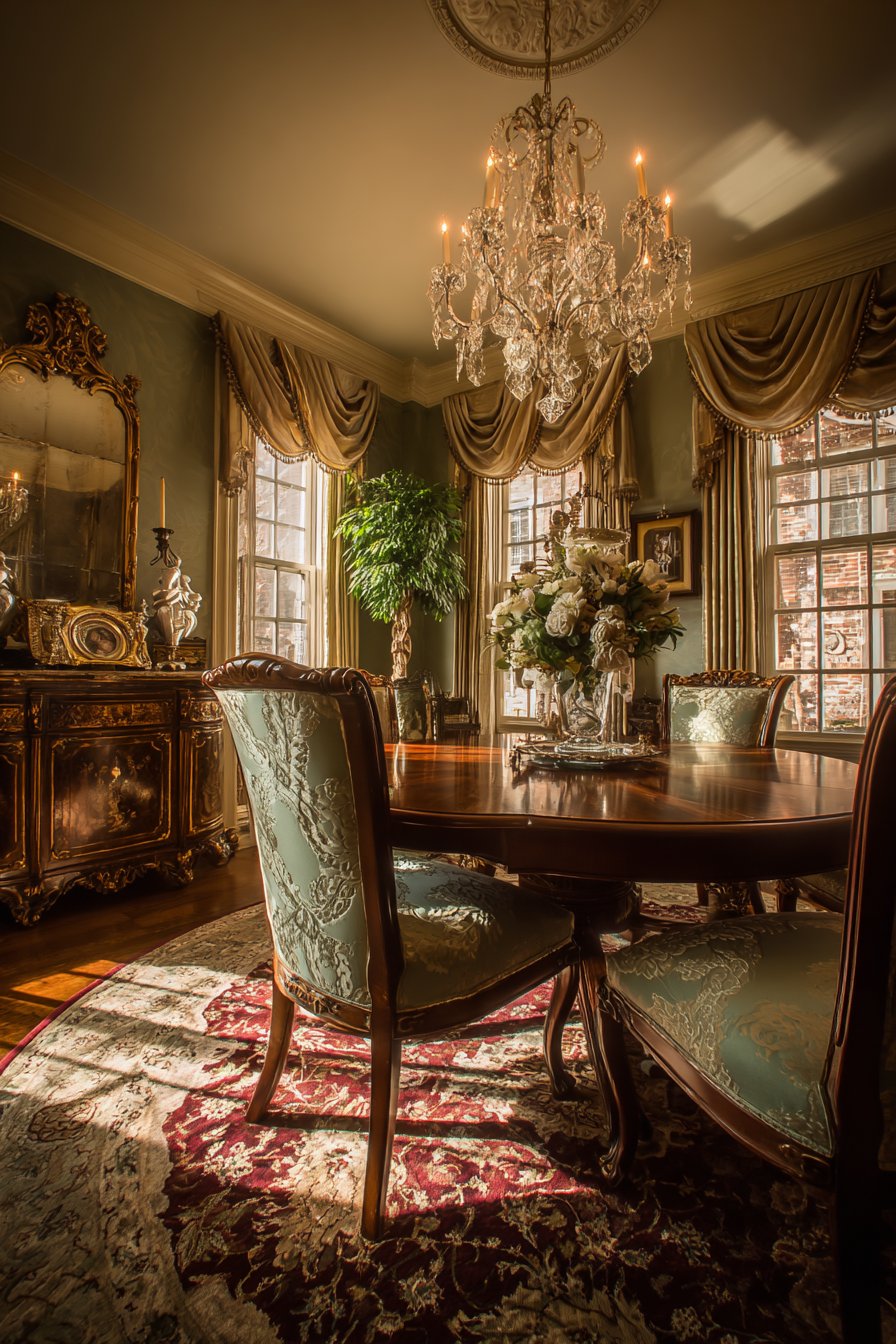 Mahogany and Sage Damask Tradition