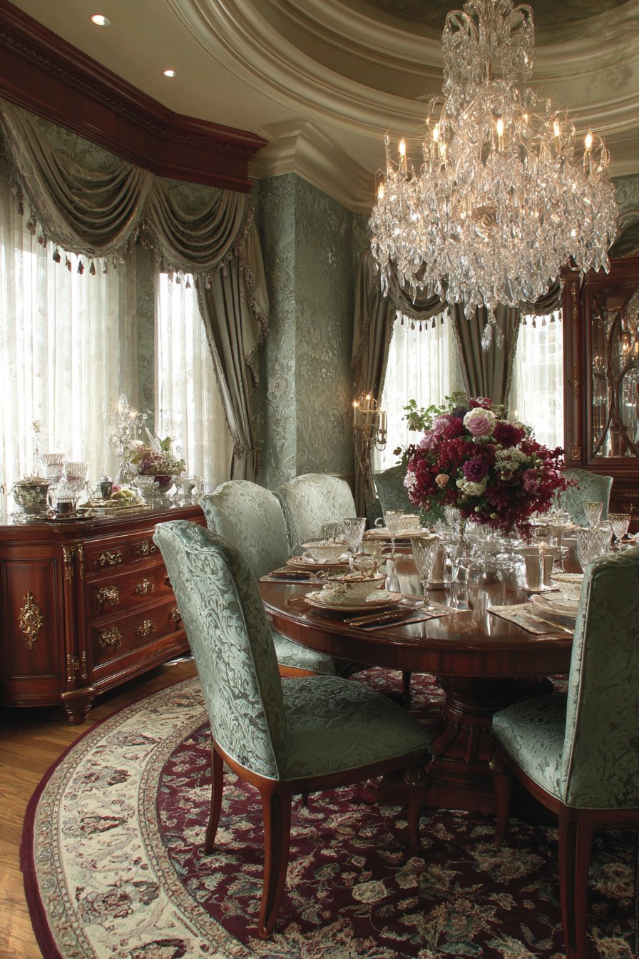 Mahogany and Sage Damask Tradition