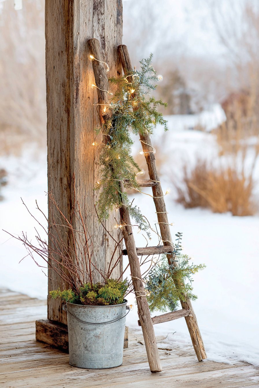 Vintage Ladder Display with Mixed Greenery