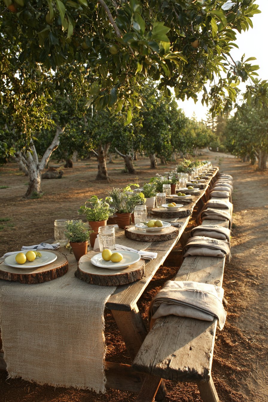 Rustic Farm-to-Table in Orchard Setting