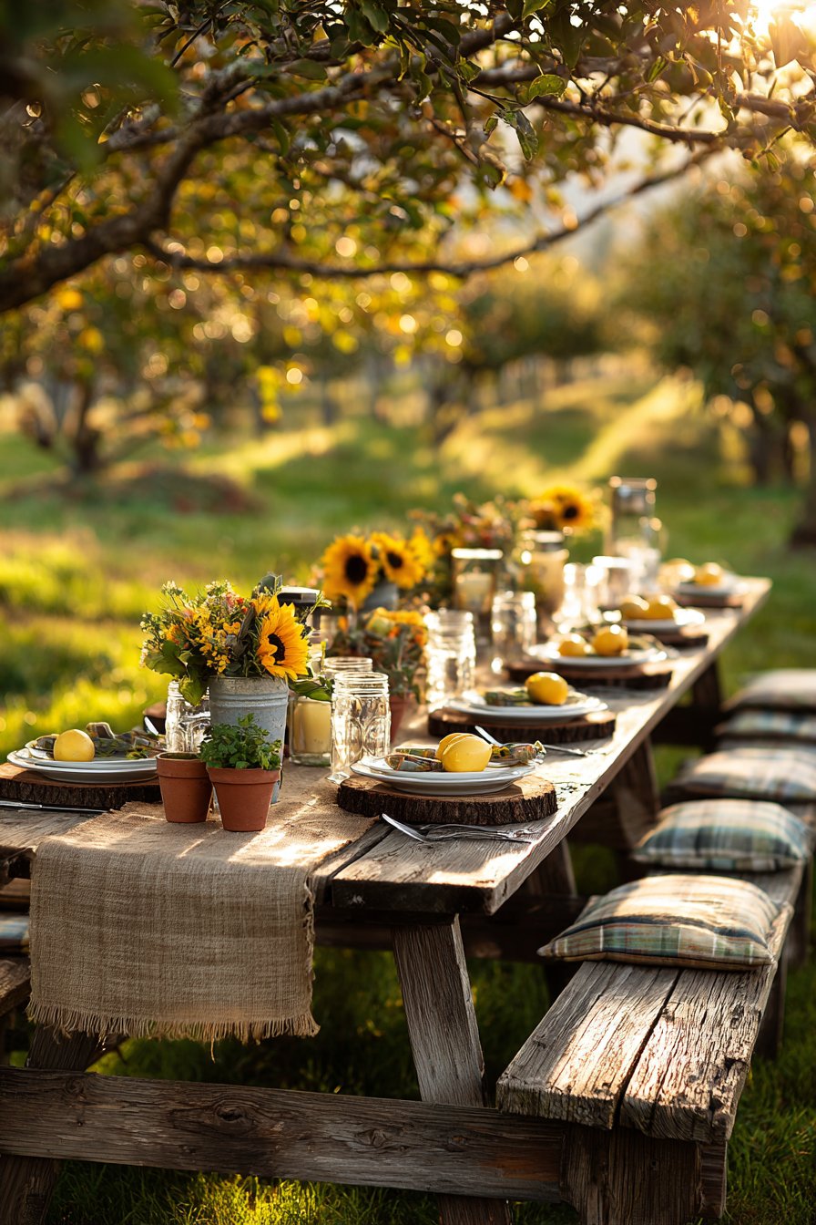 Rustic Farm-to-Table in Orchard Setting