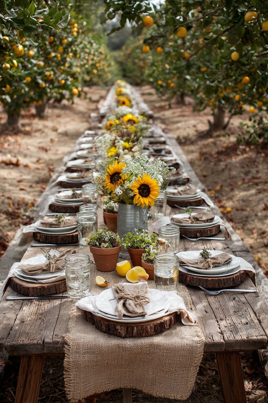 Rustic Farm-to-Table in Orchard Setting