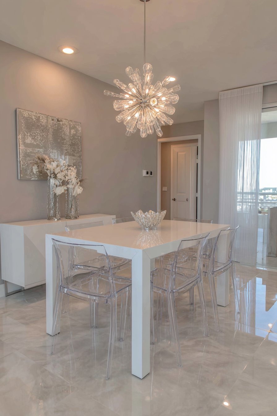 Sleek Extendable Table in High-Gloss White