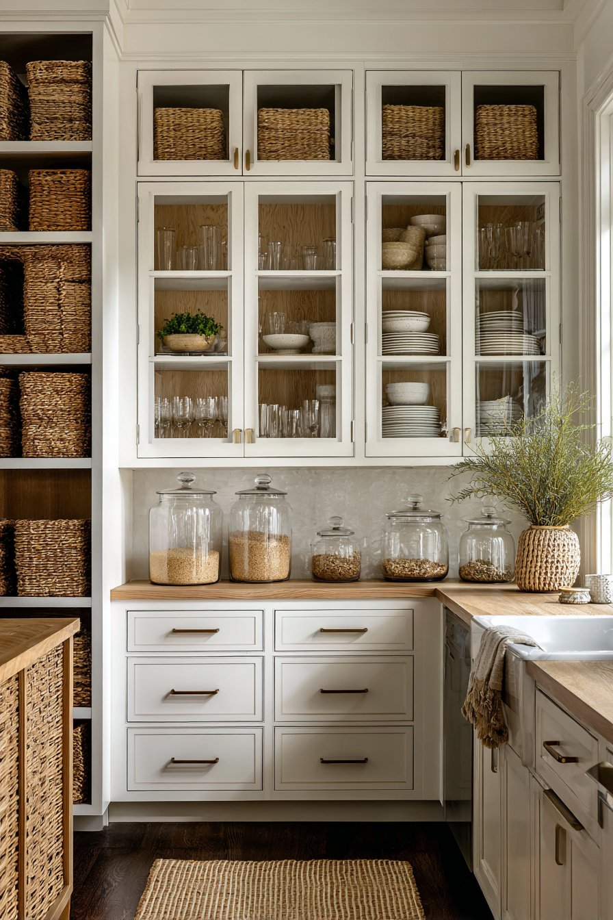 Open Shelving and Glass-Front Cabinets