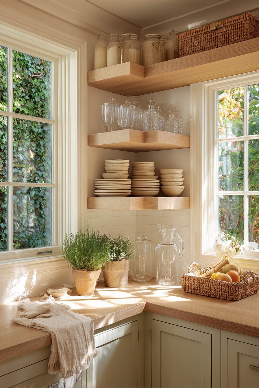 Open Shelving and Glass-Front Cabinets