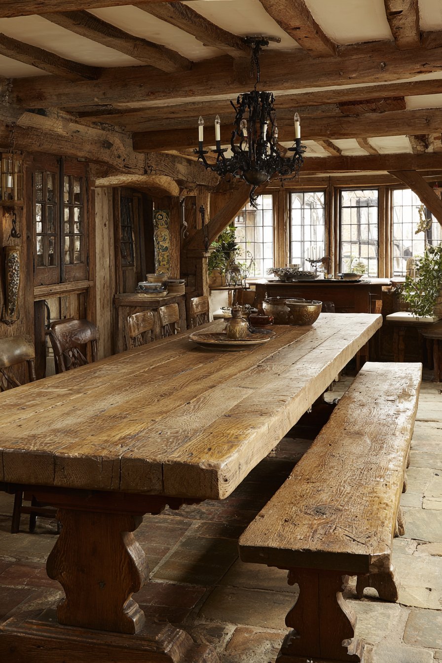  Rustic English Refectory Table Heritage